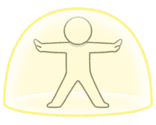 バリアを張る棒人間