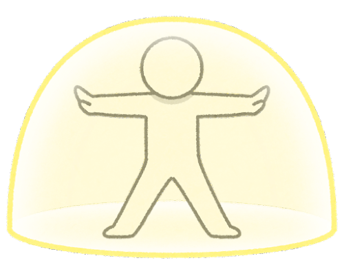 バリアを張る棒人間