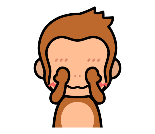 目を手で覆う猿のイラスト