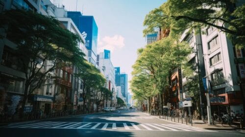 町並みと街路樹の様子