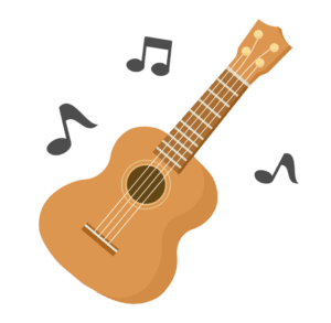 ウクレレと音符のイラスト