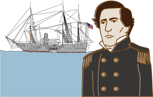 イラスト素材：昔　歴史　江戸　幕末　黒船　海_イラストAC