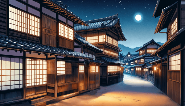 日本の古い街並み 夜_s